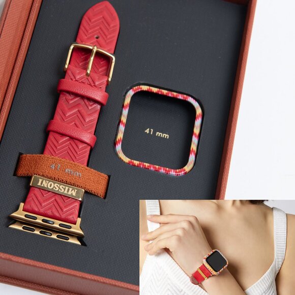 Missoni Accessories - Missoni Zigzag Apple Watch Gift Set Watchband Cover Leather Red New In Box